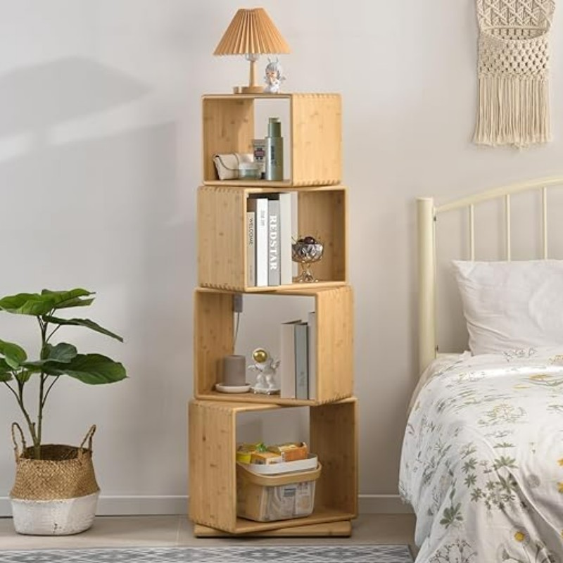 Bambu Desk Bookshelf Storage Organizer Display Hyllytelineen työtaso -alustot Kirja Stands Hylly -pöytäkirjahylly kotitoimistolle